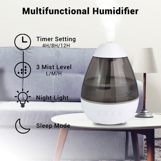 Good Design Entry-level Cool Mist Grey Air Humidifier 2.2L